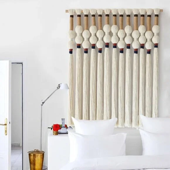 Macrame Wall Hanging Boho Wall Art Handmade Spherical Knot Design with Tassel Fr